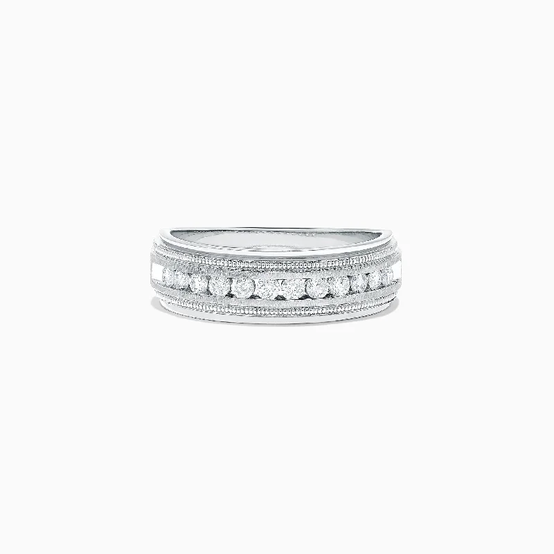 luxury platinum engagement ring for women-Men's 14K White Gold Diamond Ring, 0.47 TCW