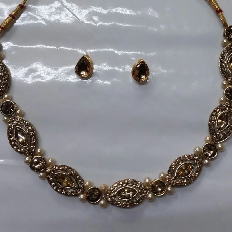 antique finish ladies necklace-Kumavat Jewels Austrain Stone Necklace Set