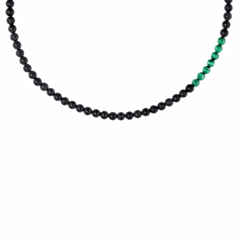 eco-friendly lab-grown ladies necklace-Thorn Bead Necklace in Onyx and Malachite