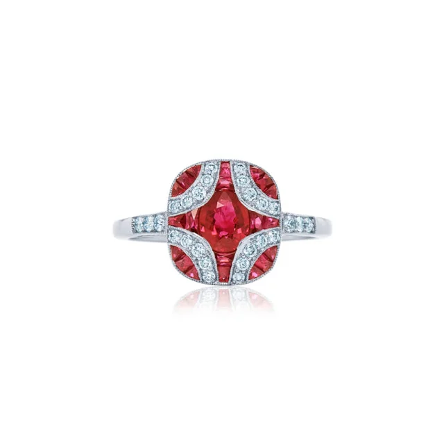 floral design engagement ring for women-KWIAT Argyle Collection Ruby and Diamond Ring R-28115R-0-DIARUB-18KW