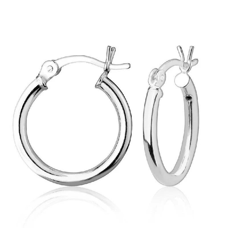 everyday wear ladies earrings-Sterling Silver High-Polished Hoop Earrings, 2 x 16 mm