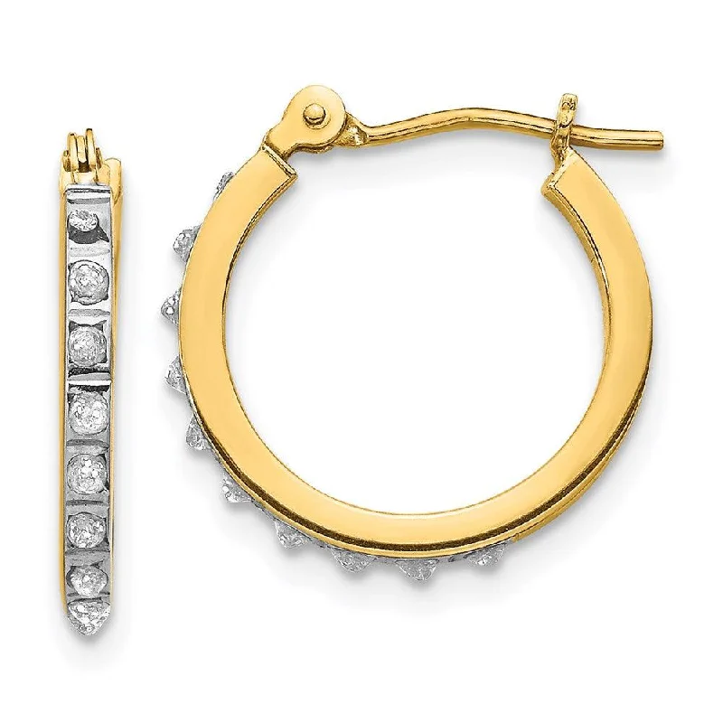 celestial theme ladies earrings-14k Diamond Fascination Small Hinged Leverback Hoop Earrings