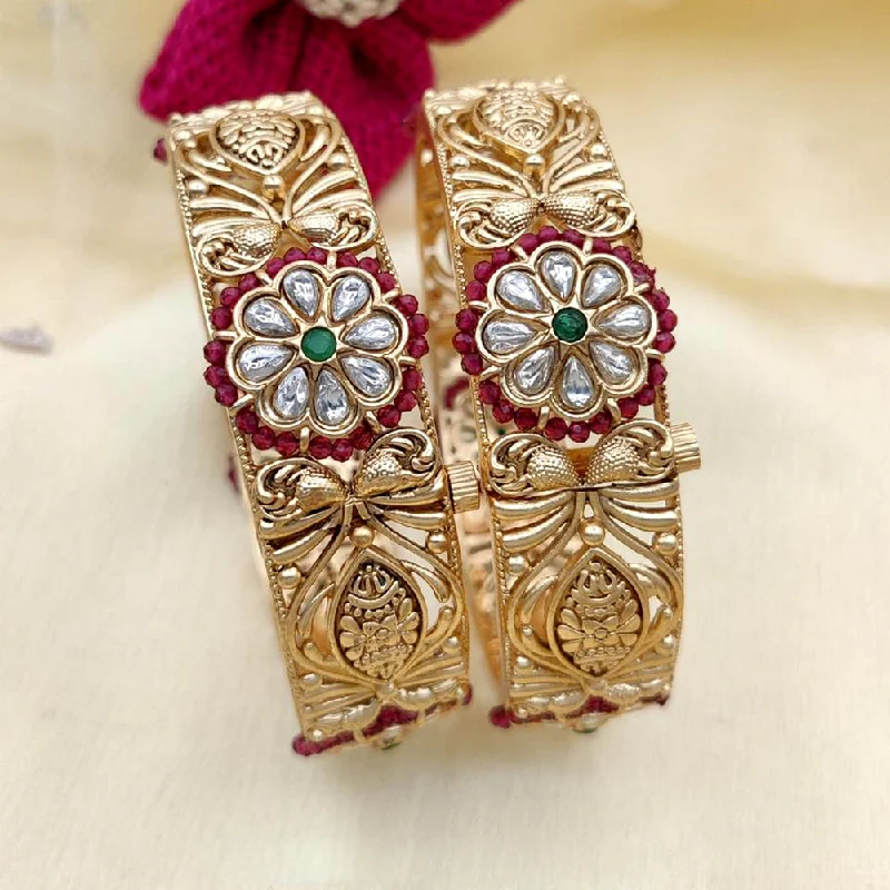 emerald-cut ladies bracelet-Jewel Addiction Copper Rajwadi Finish Openable Bangles Set