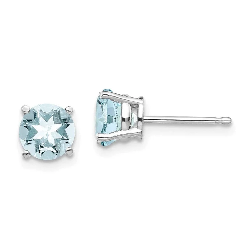 baroque pearl ladies earrings-14k White Gold Aquamarine Earrings