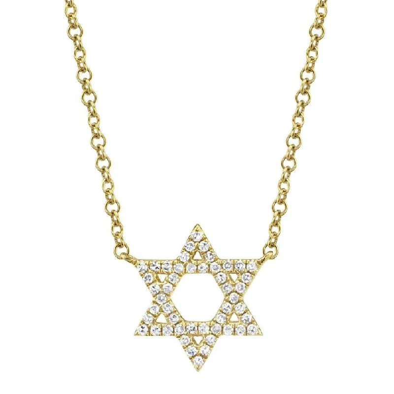 chain tassel ladies necklace-Diamond Star of David Necklace