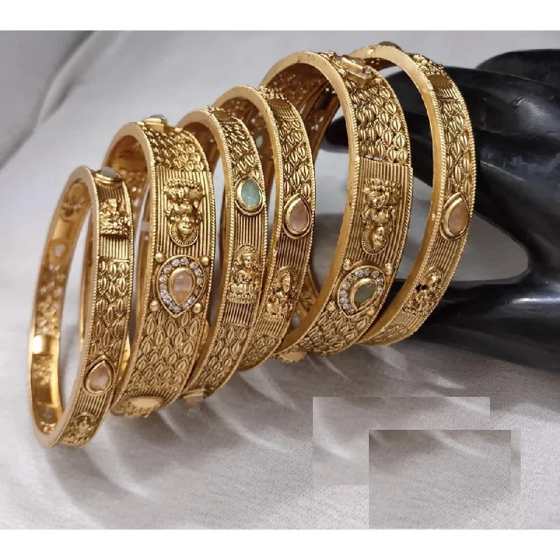 Victorian-style ladies bracelet-Akruti Collection Copper Gold Plated Bangle Set