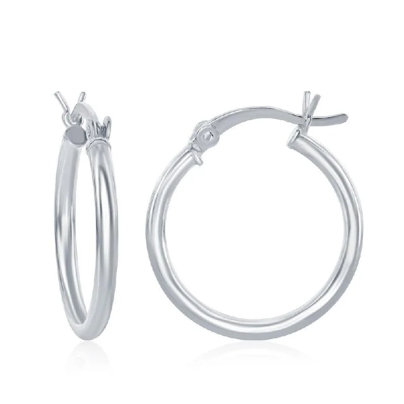 infinity symbol ladies earrings-Sterling Silver High-Polished Hoop Earrings, 2 x 25 mm