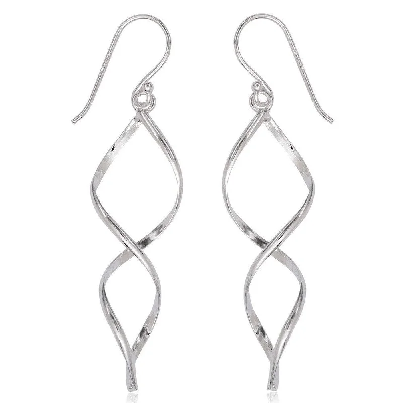 big hoop ladies earrings-Sterling Silver Open 3 Dimensional Swirl Earrings