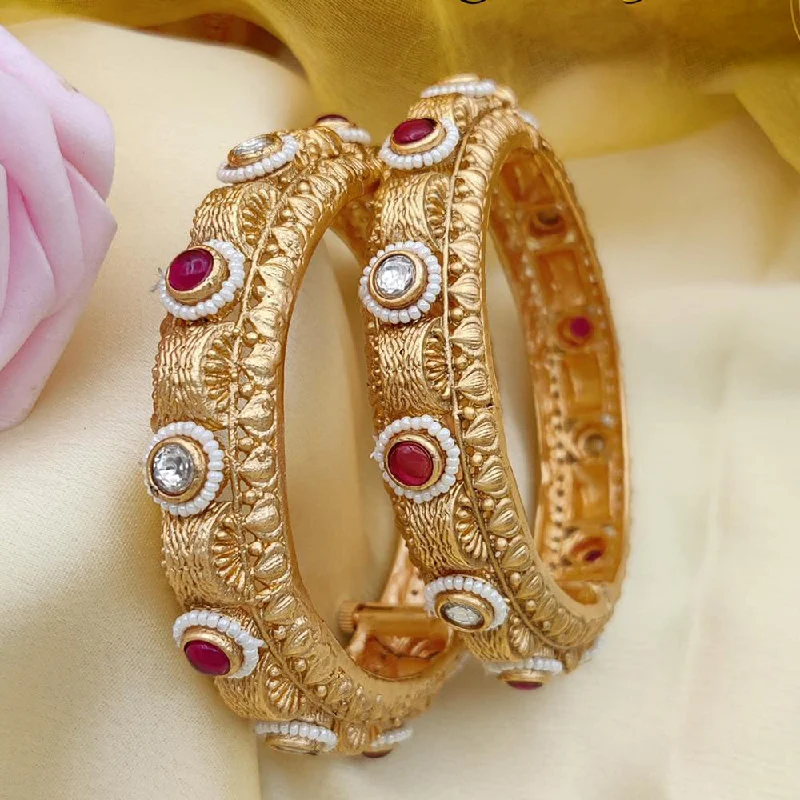 feather motif ladies bracelet-Jewel Addiction Copper Rajwadi Finish Openable Bangles Set