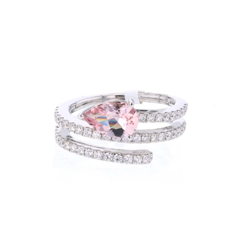 vintage engagement ring for women-Morganite & Diamond Ring