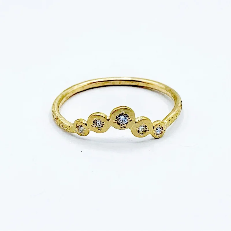 unique design ladies ring-Golden Diamond Diadem Ring