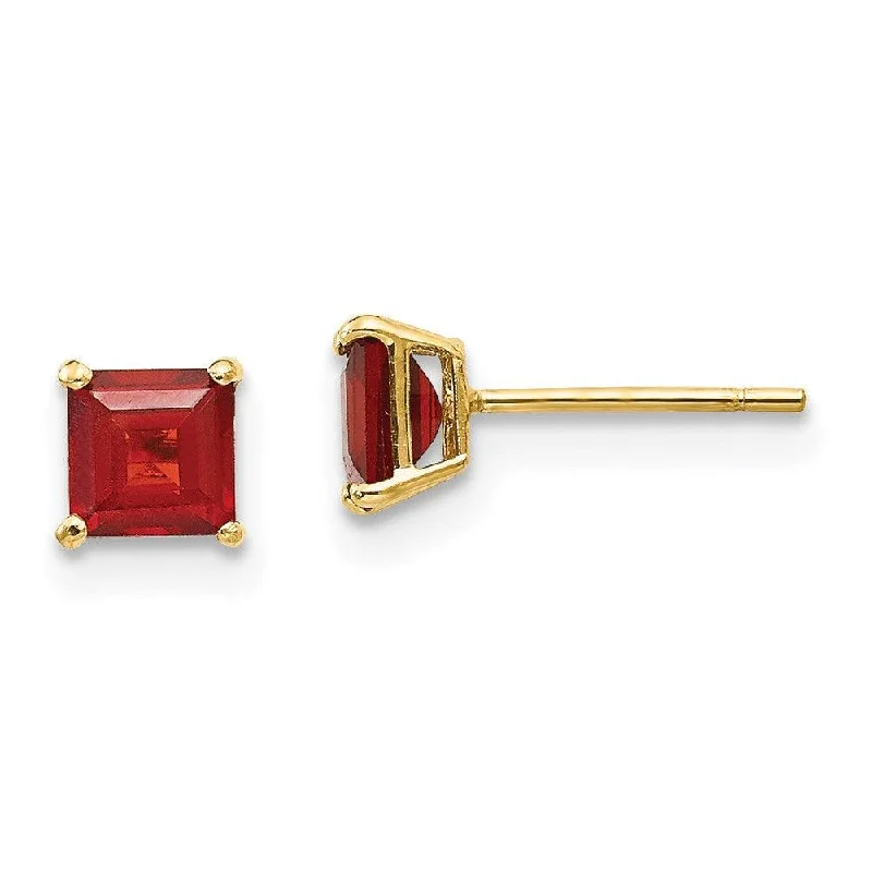 elegant wedding ladies earrings-Madi K Kid's 14k  Garnet 4mm Square Post Earrings