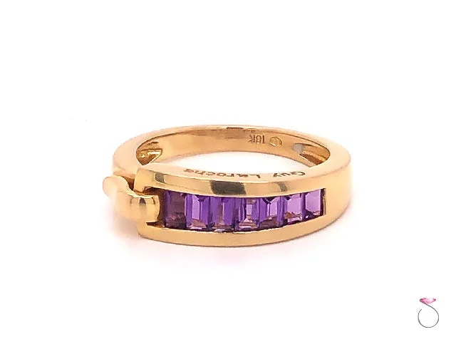 diamond ladies ring-Guy Laroche Amethyst Band Ring,18K Yellow Gold