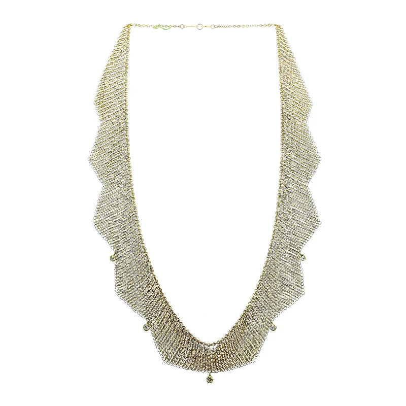 intricate beadwork ladies necklace-Tiffany and Co Elsa Peretti Diamond Yellow Gold Mesh Necklace