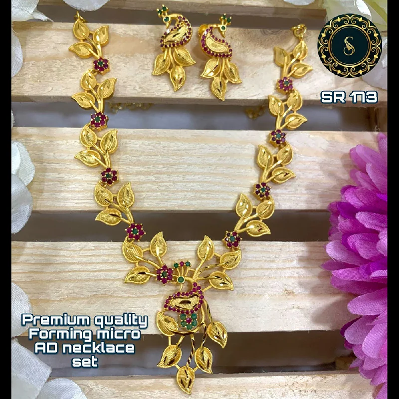 abstract artistic ladies necklace-Siara Collections Forming Gold Pota Stone Necklace Set