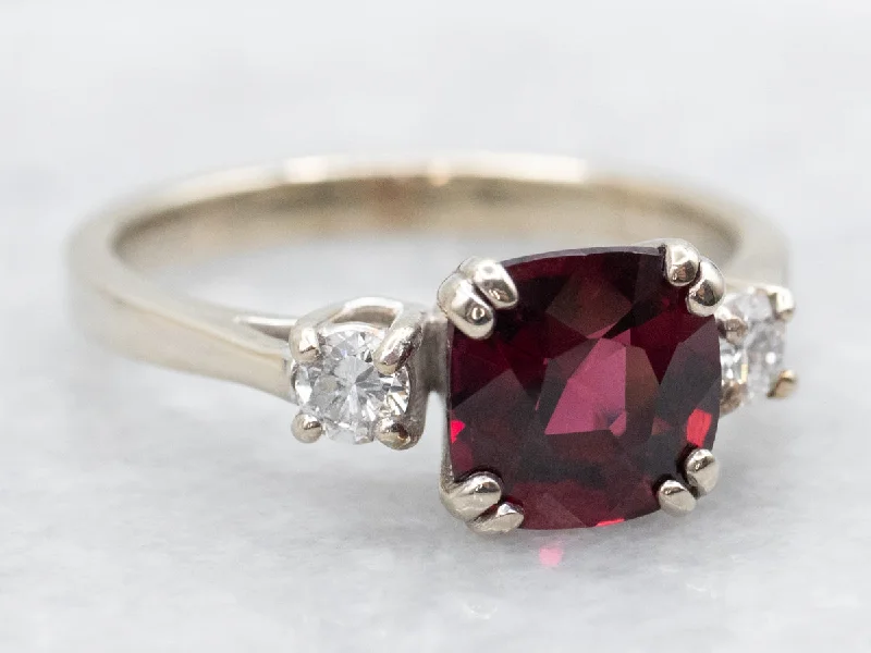 Victorian-style engagement ring for women-Garnet and Diamond Ring