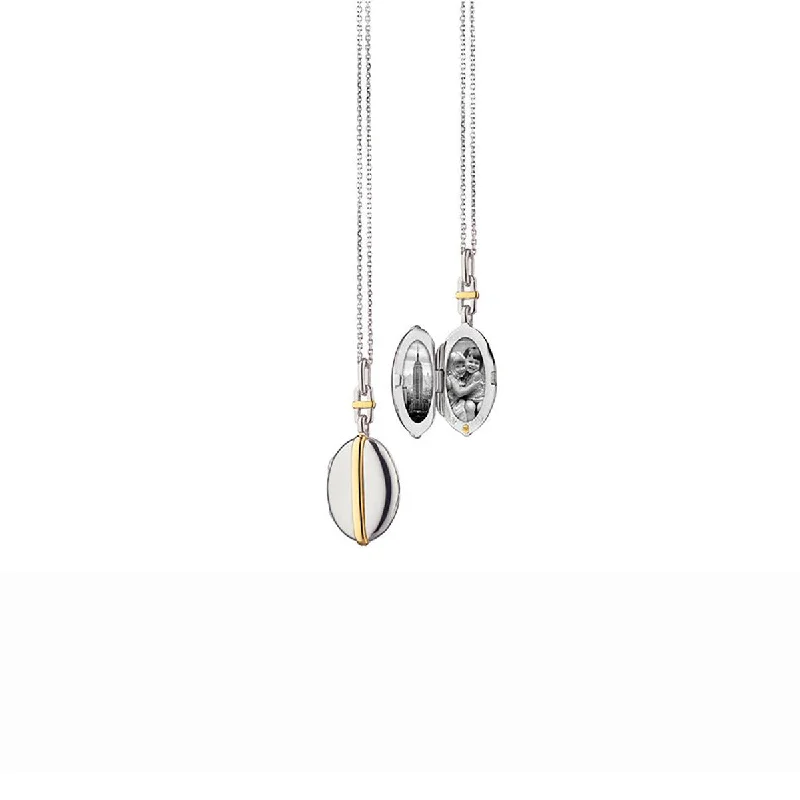 layered ladies necklace-Slim Oval Tess Two-Tone Locket Necklace