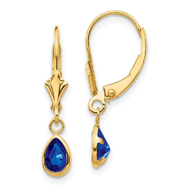 celestial theme ladies earrings-14k 6x4mm September/Sapphire Earrings