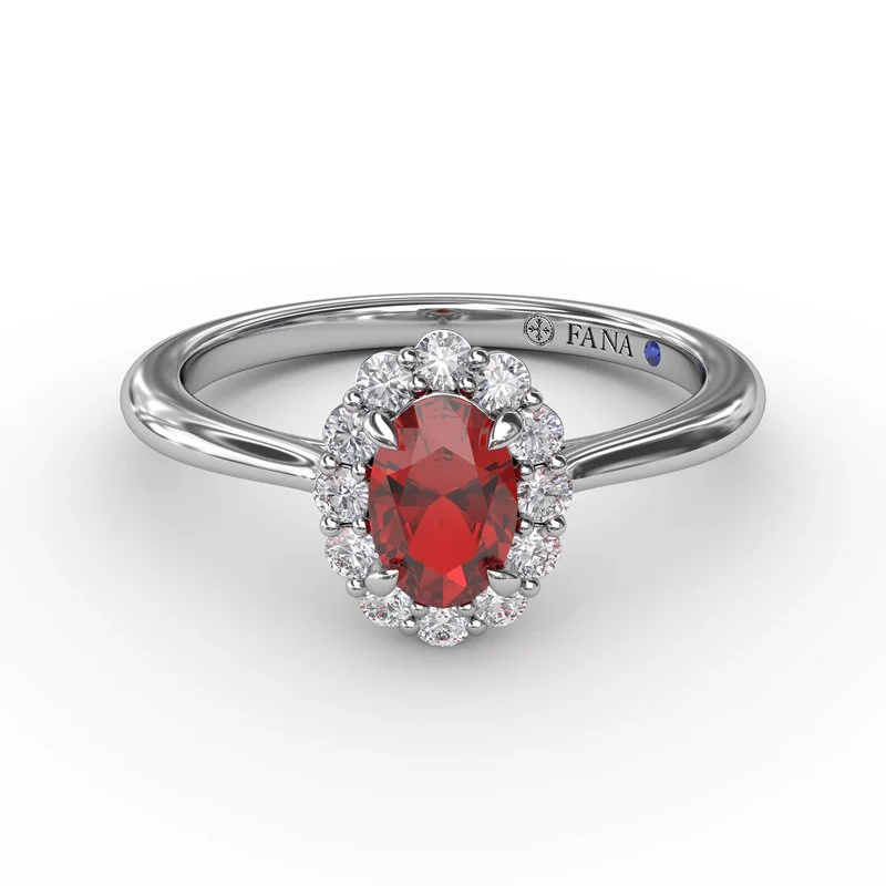 filigree engagement ring for women-Blooming Halo Ruby and Diamond Ring R1834R