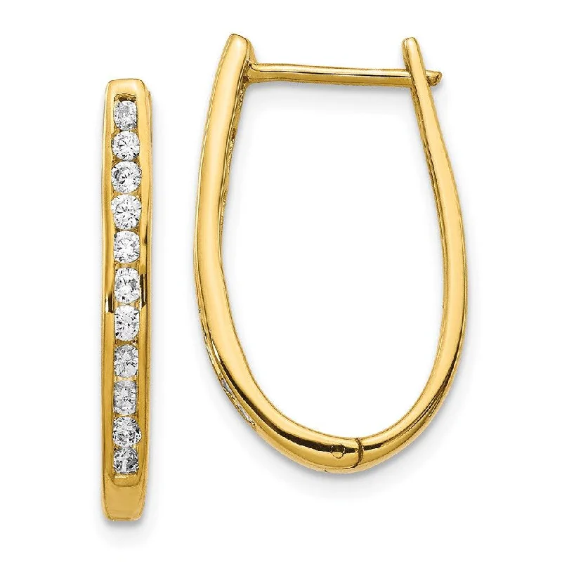 luxury designer ladies earrings-14k Diamond Oval Hoop Earrings