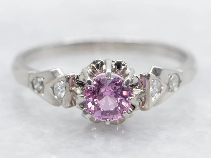 modern geometric engagement ring for women-Modern Pink Sapphire and Diamond Ring