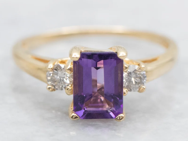 celestial galaxy engagement ring for women-Amethyst and Diamond Ring