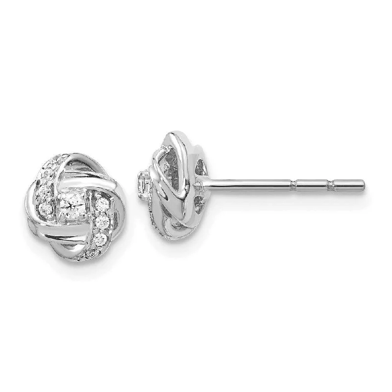 birthstone ladies earrings-14K White Gold Diamond Post Earrings