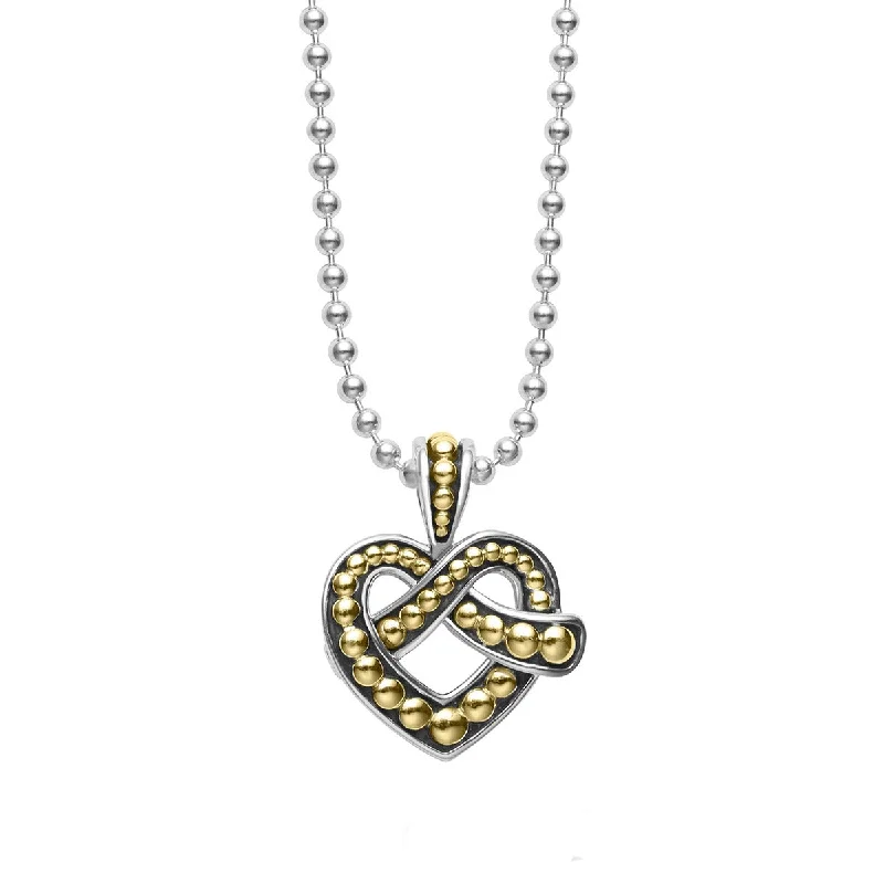 sun and stars ladies necklace-Two Tone Heart Pendant Necklace