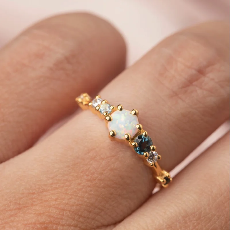 oval halo ladies ring-Opal & Topaz Drops Of Jupiter Ring