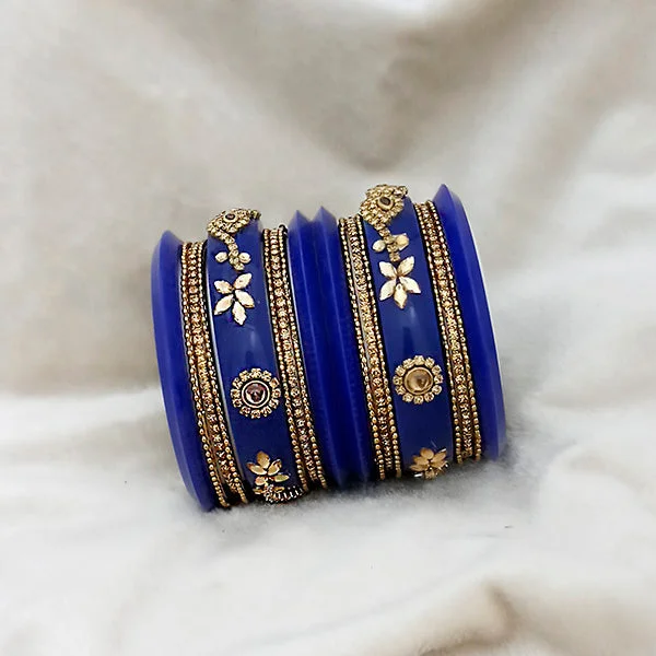 dainty ladies bracelet-Sejal Blue Color Austrian Stone Bangle Set  - 1403759E