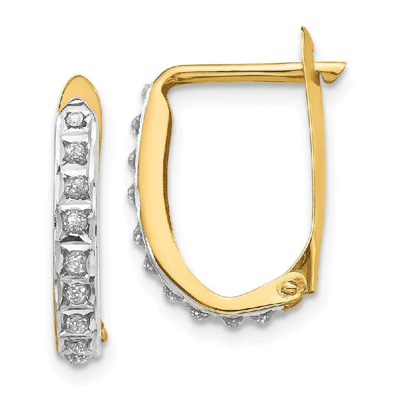 double hoop ladies earrings-14k Diamond Fascination Leverback Hinged Hoop Earrings