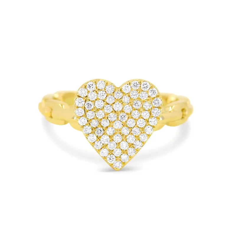 cushion-cut ladies ring-YELLOW GOLD HEART SHAPED DIAMOND FASHION RING, .41 CT TW