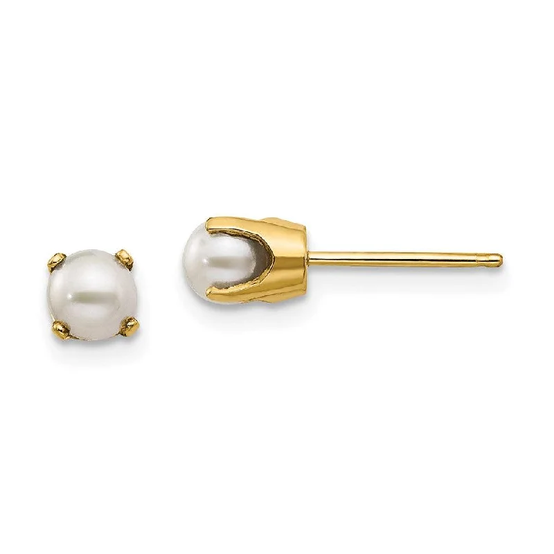 asymmetrical ladies earrings-14k 4mm June/FW Cultured Pearl Post Earrings