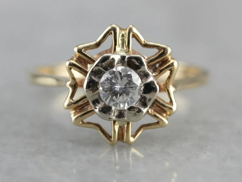 heirloom-style engagement ring for women-Iron Cross Style Antique Diamond Ring