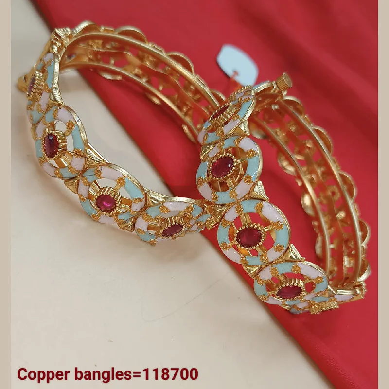 antique finish ladies bracelet-Padmawati Bangles Gold Plated Pota Stone Bangles Set