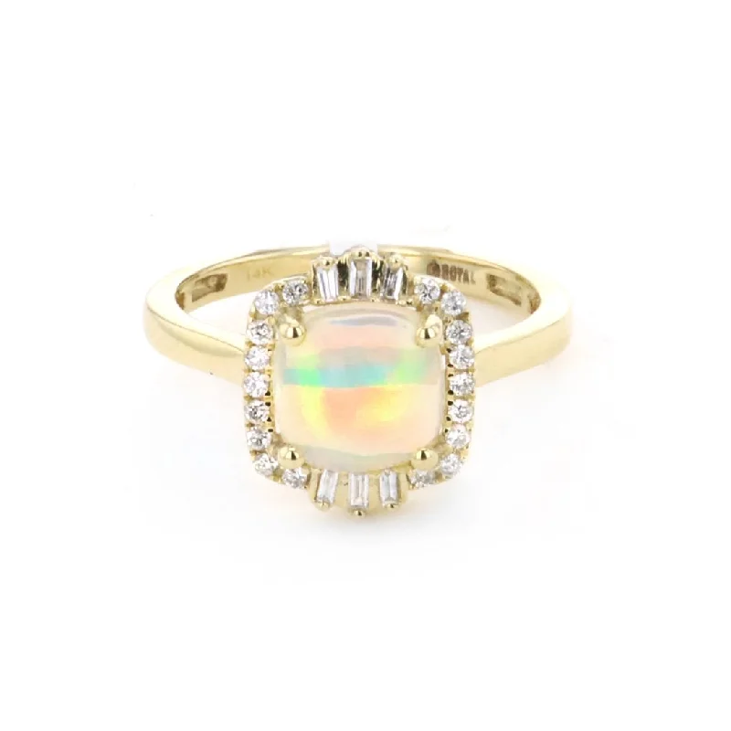 unique handcrafted engagement ring for women-Opal & Diamond Ring | M10274966