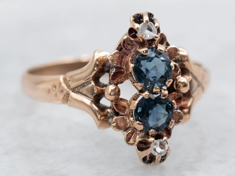 artistic handmade engagement ring for women-Rose Gold Sapphire and Diamond Ring