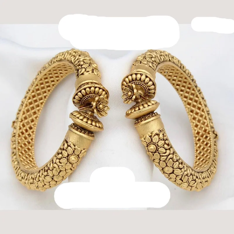 hammered metal ladies bracelet-Manisha Gold Plated Copper Openable Kada