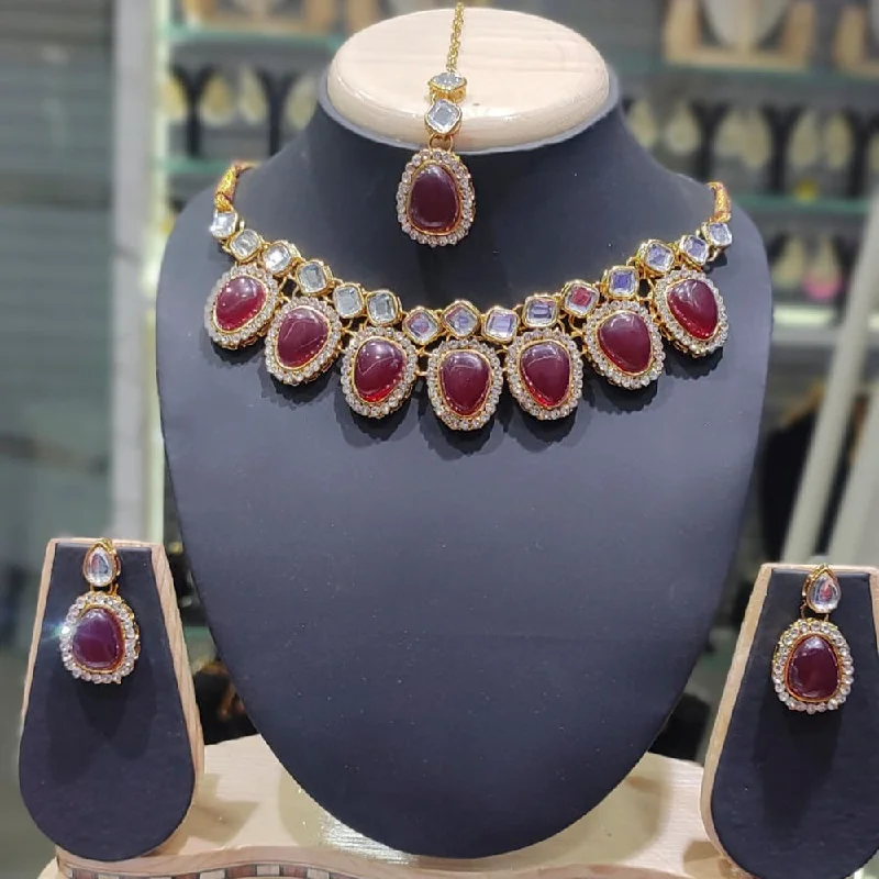 colorful gemstone ladies necklace-Lucentarts Jewellery Gold Plated Crystal Stone Necklace Set