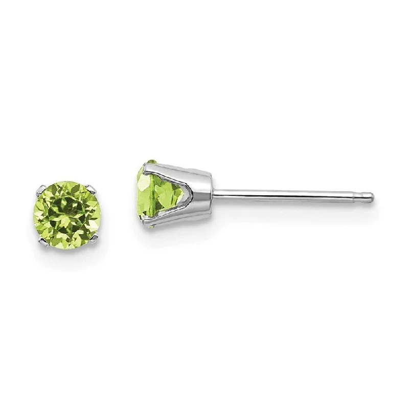 pink diamond ladies earrings-14k White Gold 4mm Peridot Stud Earrings