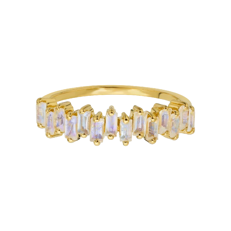 luxury bridal ladies ring-Rainbow Moonstone Bridge Ring