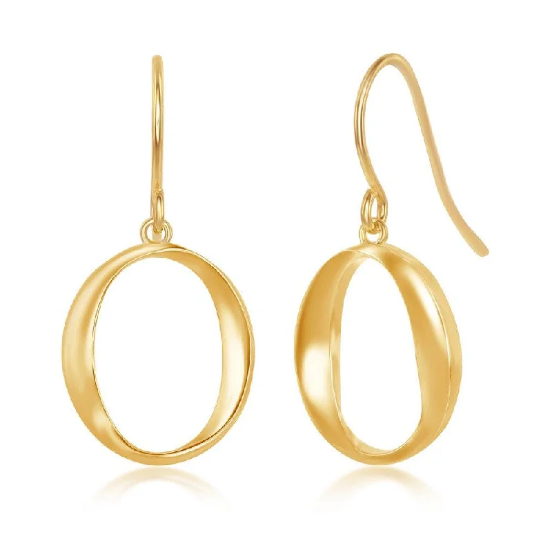 everyday wear ladies earrings-Sterling Silver Gold Plated O Dangling Earrings