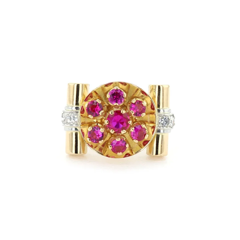 pink diamond engagement ring for women-Ruby & Diamond Ring