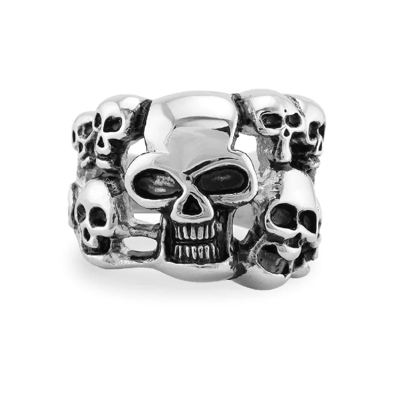 minimalist thin band ladies ring-Detailed Skulls Stainless Steel Ring / KRJ2585