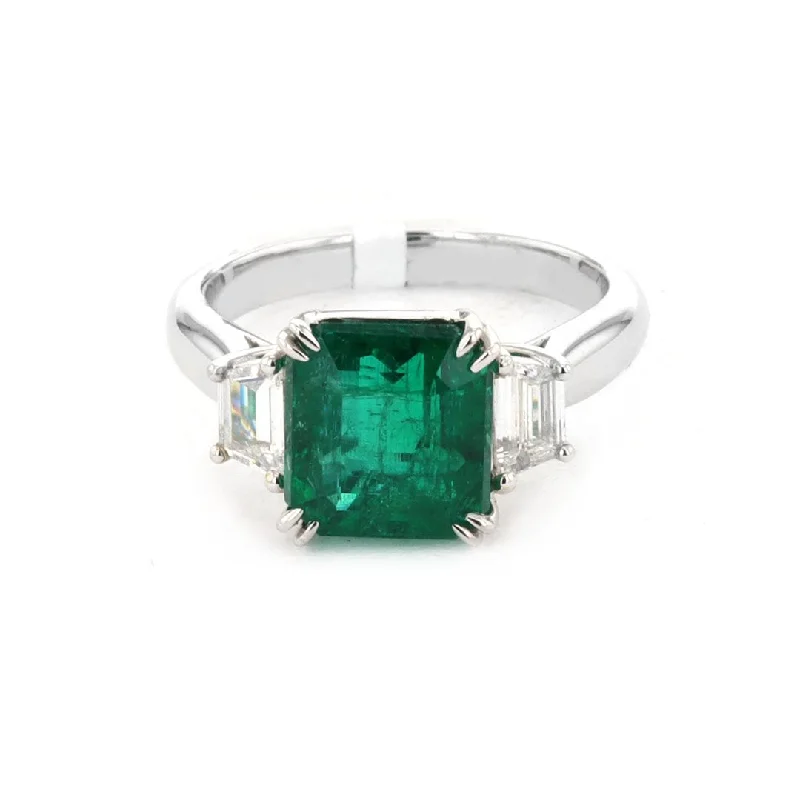 adjustable engagement ring for women-Emerald & Diamond Ring