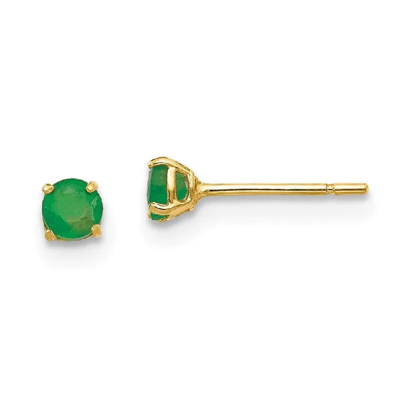 luxury fashion ladies earrings-Madi K Kid's 14k  Round Emerald 3mm Post Earrings