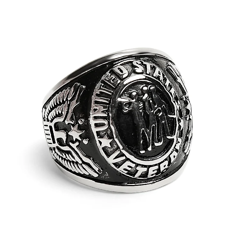 double shank ladies ring-United States Veterans Stainless Steel Ring / MCR6001