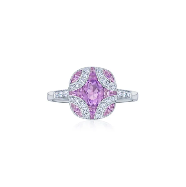 ruby engagement ring for women-KWIAT Argyle Collection Amethyst and Diamond Ring R-28115-0-AMEDIA-18KW