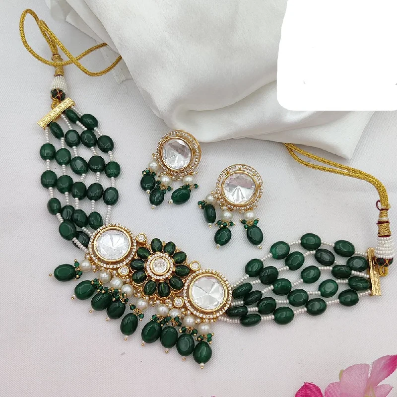 nature-inspired ladies necklace-Jewel Addiction Gold Plated Crystal Necklace Set