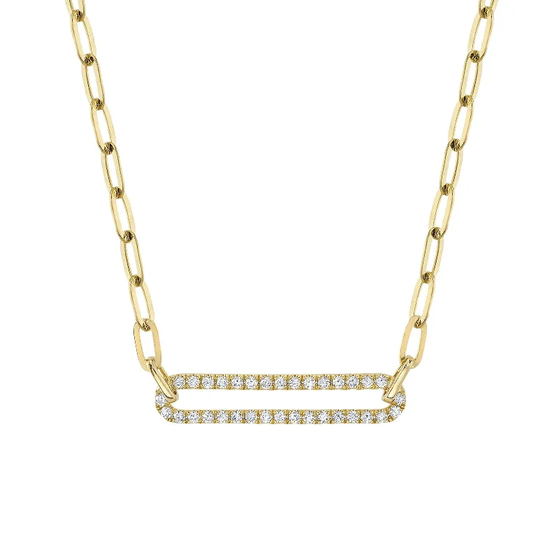 diamond ladies necklace-Diamond Paperclip Link Necklace